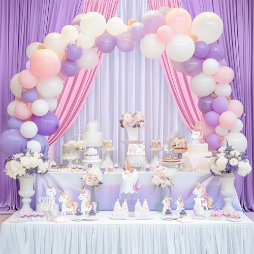 gogoparti 15ft x 10ft Light Purple Pink and White Backdrop Curtains, Wrinkle Free Backdrop Drapes for Wedding Birthday Party Background, 6 Panel 2.5x10ft - Image 5
