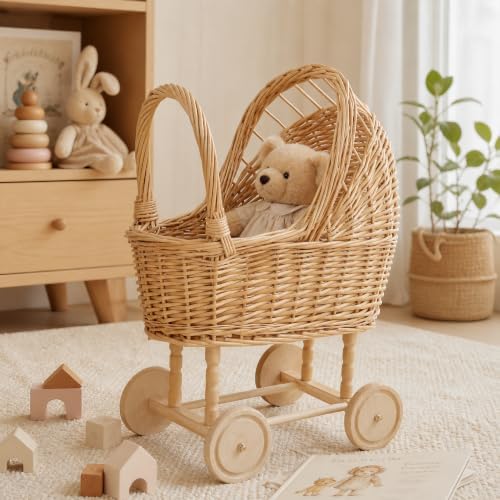 Vintage Wicker Baby Carriage Basket Set for Baby Shower, Wedding Party - Image 5