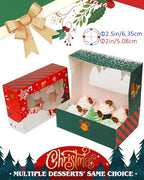 qiqee Christmas 6 Cupcake Boxes with Window 30 Packs Cupcake Box 9.4x6.1x3 inch Bakery Boxes For Cupcakes Carrier, Cupcake Containers - Image 2