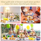 6 Pcs Cake Dessert Display Stand Set with Tray, Gold-rim - Image 4