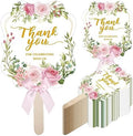 Huwena 50 Sets Wedding Fans for Guests Thank You for Celebrating with Us Fans Hand Fans Handheld Folded Fan Baby Shower Favors for Bridal Bridesmaid Gift Church Dancing(Pink,Floral) by Huwena