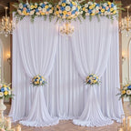 60ft×12ft Wrinkle Free White Backdrop Curtain for Wedding Parties, 12 Panels 5×12ft Long Silky Polyester Fabric Backdrop Drapes Photo Back Drop Drapery for Birthday Baby Shower Photography Background - Image 2