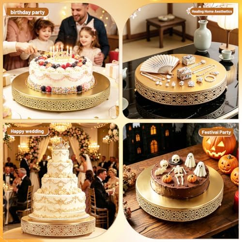 Cake Stand, Metal Round Cupcake Dessert Stand Cake Display Holder Cookies Fruit Serving Tray Decor for Wedding Party Birthday Baby Showers Anniversary (18 in, Dark Gold) - Image 6
