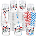 Sliner 50 Sets 4th of July Plastic Disposable Cups 16oz by Sliner