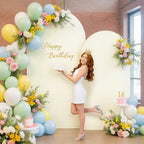 Ivory Arch Backdrop Cover 7.2FT 6FT Spandex Arch Covers Stretchy Backdrop Set of 2, Double-Layer Wrinkle Free Wedding Arch Stand Cover Party Backdrop Curtains for Baby Shower Birthday Party Decoration - Image 3
