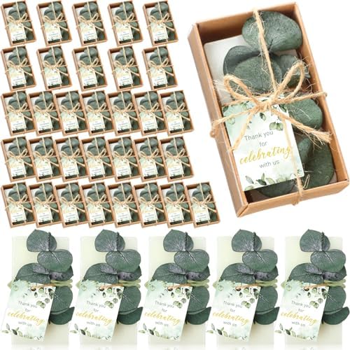 50 Sets Eucalyptus Soaps Wedding Favors Bulk with Thank You Cards by Dansib