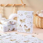 WRAPAHOLIC Jumbo Baby Shower Wrapping Paper - 30 Inch x 100 Feet Jumbo Roll - Hello Baby and Rabbit in Bassinet Design for Neutral Baby Shower, Boys Girls Kids Birthday - Image 4