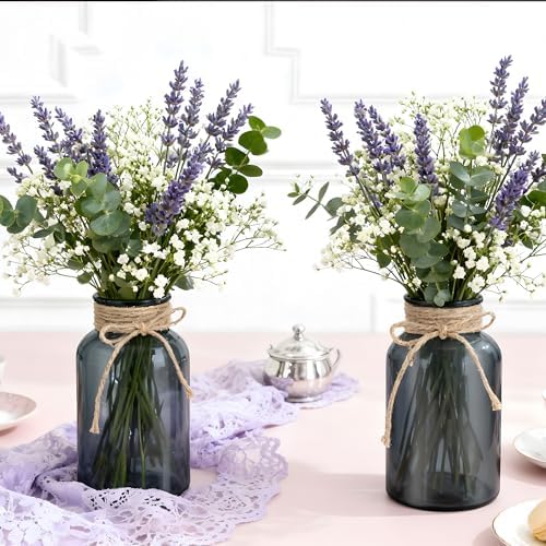 6 Pack Mason Jar Vases for Centerpieces, Black Glass Flower Vase - Image 4