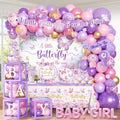 Butterfly Baby Shower Decorations for Girls A Little Butterfly Is On The Way Disposable Paper Plates,Balloons Arch,Napkin,Cake Topper,Backdrop for Pink Purple Butterfly Baby Shower Party Supplies by Unknown