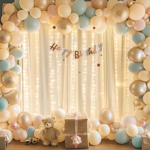 20x10ft Champagne Backdrop Curtains with Lights Photo Drapes Wrinkle Free Fabric Backdrop Curtain for Wedding Decorations Birthday Party Baby Shower Bridal Shower Home Party Background - Image 3