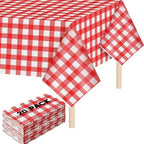 Mindsoft 20 Pack Gingham Party Tablecloth, 54 x 108 Inch Plastic Waterproof Heckered Disposable Plaid Party Tablecover for Picnic Birthday Baby Shower Bridal Wedding (Red Checkered) by Mindsoft
