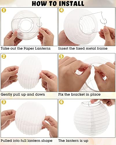 Treela Paper Lanterns Bulk, 5 Sizes, Round Chinese Lamp, White, 80 Pcs - Image 3