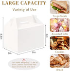 TryDrem 50Pack Large Gable Boxes with Handles, 9x6x6 Inch Spacious Capacity Party Favor Boxes, White Treat Box for Gifts, Bread, Cookies, Lunch, Bakery, Wedding, Birthday, Picnic - Image 2