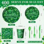 Pickmesh 400 Pcs Party Supplies Disposable Paper Plates Napkins and Cups Decorations for Men Women(Ireland,Green) - Image 2