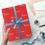 MyPupSocks Custom Name Wrapping Paper, Personalized Gift Wrap Paper with Funny Text Logo Name Red Wrapping Paper Roll for Mom Dad Grandma Birthday Christmas Wedding 3 Rolls - Image 5