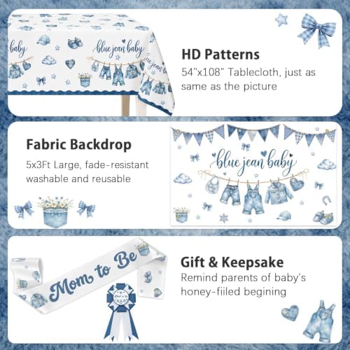 Blue Jean Denim Baby Shower Decorations for Boy - Image 7