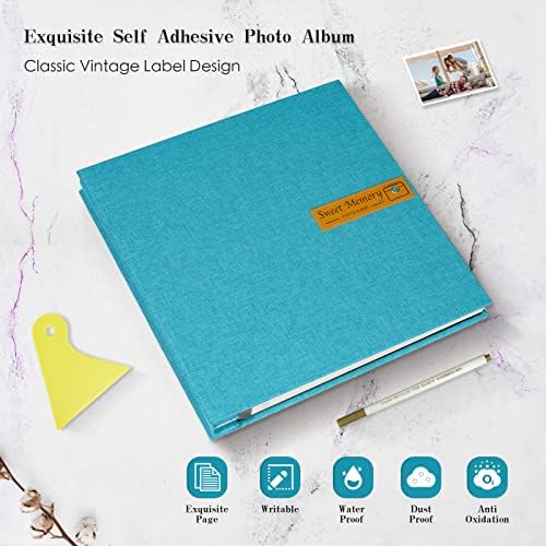 Spbapr Large Photo Album Self Adhesive Magnetic Scrapbook,DIY Scrapbook Album for 4x6 5x7 8x10 Picture,40 Pages Linen Cover Memory Book for Wedding Family Baby Pets, with Metallic Pen and Scraping - Image 4