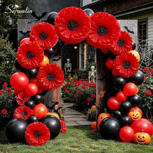 Serwalin 8 Pcs 31.5"*24"*20" Red Giant Paper Flowers Decorations for Wall - Image 4