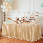 Wish Care Deep Champagne Polyester Table Clothes for 4 Foot Rectangle Tables, Wrinkle Free Fitted Table Cover with Pleated Ruffle Table Skirt for Birthday Party Wedding Trade Show Event Display - Image 6