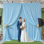 32ftx10ft Wrinkle Free Blue Backdrop Curtain - 10 Feet Photography Backdrop Drapes, Silky Polyester Back Drop Cloth for Wedding Baby Shower Balloon Arch Background - Image 7