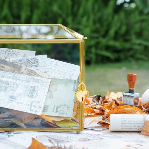 Wedding Card Box with Slot and Lock, 10.2'' Glass Card Boxes for Reception, Gold Decorative Card Holder, Clear Reusable Keepsake Storage for Wedding, Party, Baby Showers, Tabletop Decor - Image 6