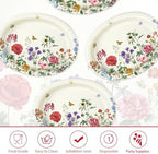 Greencian 50Pcs Vintage Wild Flower Large Oval Paper Plates 12 x 10 Inch - Image 3