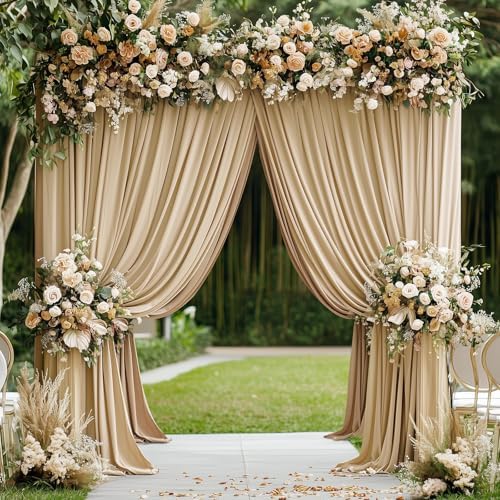 40ftx15ft Champagne Backdrop Curtains for Parties, Wrinkle Free Polyester Photo Backdrop Drapes 8 Panels 15 ft Long Back Drop Cloth for Wedding Birthday Photography Background Party - Image 7