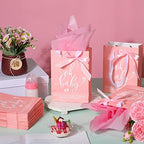 PerKoop 50 Pack Baby Shower Bags with Handle, Tissue Paper, Pink - Image 5