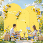 Yellow Arch Backdrop Cover 7.2ft 6.6ft 6ft Arch Cover Set of 3 Arch Covers Stretchy Backdrop for Wedding Party Baby Shower Birthday Photography Spandex Arch Stand Covers Backdrop Curtains Decor by Tao-GePartyDecorations