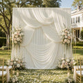 50×10 Ivory Backdrop Curtain for Wedding Party Decorations Wrinkle Free by LeegleriTableSkirt