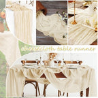20 Pack Ivory Cheesecloth Table Runner 10FT Long Boho Gauze Fabric Table Runner Vintage Rustic Sheer Runners for Wedding Party Bridal Baby Shower Table Decorations - Image 4