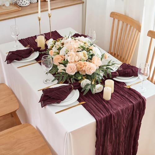 50 Pack Cheesecloth Napkins 20"x20" Burgundy Red Gauze Boho Napkins - Image 5