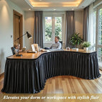 17ft Black Satin Table Skirt for Rectangle & Round Table Teacher Desk Skirt - Image 7