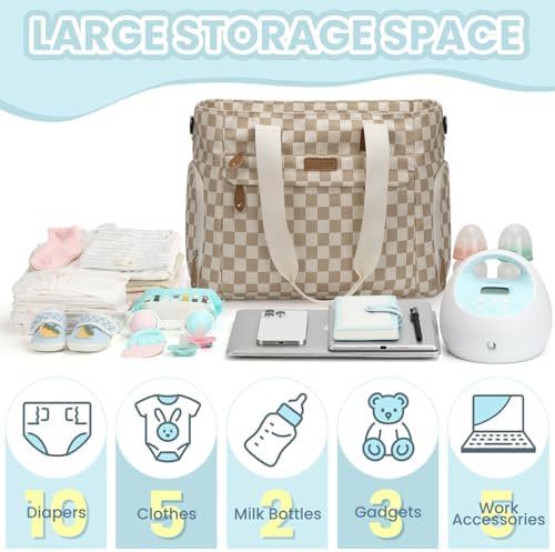 Pritent Baby Diaper Bag Tote,Waterproof Maternity Breast Pump Bags for Mom - Image 2