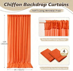 20ft x 10ft Orange Backdrop Curtains, Wrinkle-Free Sheer Chiffon Fabric Photo Backdrop Drapes for Wedding Arch Party Ceremony Stage Photography Decorations - Image 5
