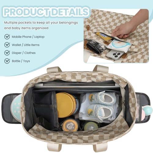 Pritent Baby Diaper Bag Tote,Waterproof Maternity Breast Pump Bags for Mom - Image 3