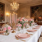 bUCLA 200PCS Pink Plastic Plates - Heavy Duty Pink Disposable with Gold Rim - Include 100 Each (10 inch Dinner & 7 inch Dessert) Plates, Ideal for Party & Wedding - Image 6
