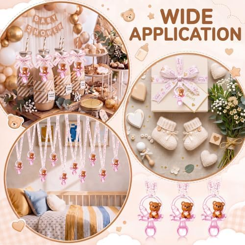 Coume 60 Pcs Baby Shower Pacifiers Necklace Game, White, Pink, Cute - Image 5