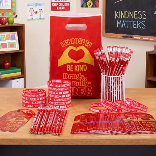 200 Pcs Red Ribbon Week Items Bulk, I Choose Be Kind Drug Free Supplies - Image 3