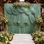20ft x 10ft Wrinkle Free Sage Green Backdrop Curtains for Parties, Thick Polyester Green Photo Backdrop Drapes for Wedding Birthday Party Photography Background Backdrop Stand - Image 6