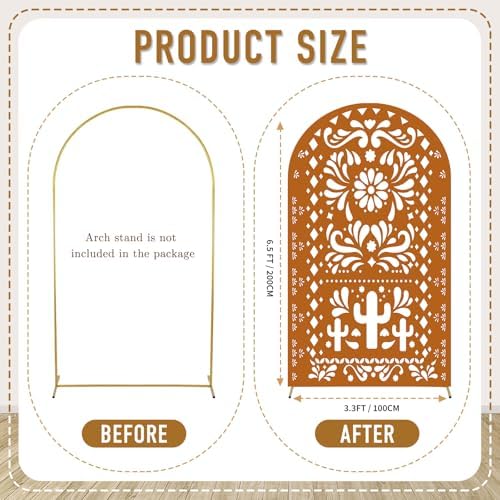 Withu Mexico Laterite Arch Backdrop Cover for Baby Shower Mexican Talavera Fiesta Wedding Bridal Shower Baptism Birthday Party Arched Wall Decoration Doubleside Banner Background 3.3x6.5ft - Image 5