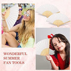 Yinkin 100 Pack Folding Hand Fans Bamboo for Party Favors, White - Image 5
