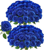 HyeFlora 30 PCS Blue Roses Artificial Flowers, Fake Roses with Stem Realistic Silk Roses for Wedding Bouquets Table Centerpieces Arrangement Baby Shower Home Decor Anniversary Birthday Gift for Her by HyeFloraartificialflowers