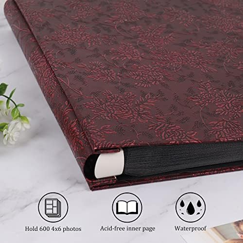 RECUTMS Photo Album 600 Pockets 4x6 Pictures Memo Book Leather Cover Grape - Image 4