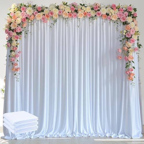 Wokceer White Backdrop Curtain Drapes for Parties, 3Pack 10x8FT by Wokceer