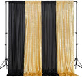 Party Backdrop Curtain 10ftx10ft - Gold Sequin and Black Satin Drapes by SoarDream