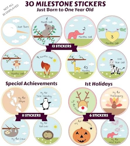 Baby Memory Book w/Keepsake Box & 30 Monthly & Baby First Milestone Stickers - Gender Neutral First Year Scrapbook Journal - Baby Photo Album for Boys - Image 5