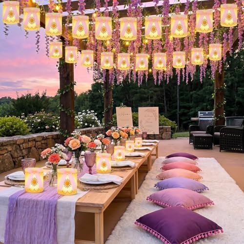 28 Pcs Princess Sun Hanging Lanterns DIY Set Purple Princess Hanging Banner - Image 2
