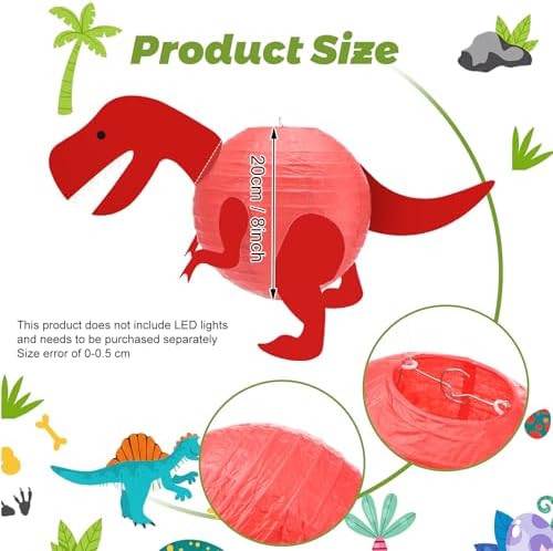 Baquler 12 Pcs Dinosaur Paper Lanterns, 8 Inch Dinosaur Party Decorations, - Image 5