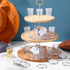 Funnymoom 50 Sets Cowboy Baby Shower Favors for Guest A Little Cowboy is on the Way Acrylic Clear Shot Glasses Thank You Cards and Twine Organza Bags for Western Baby Shower Birthday Party Decorations - Image 3